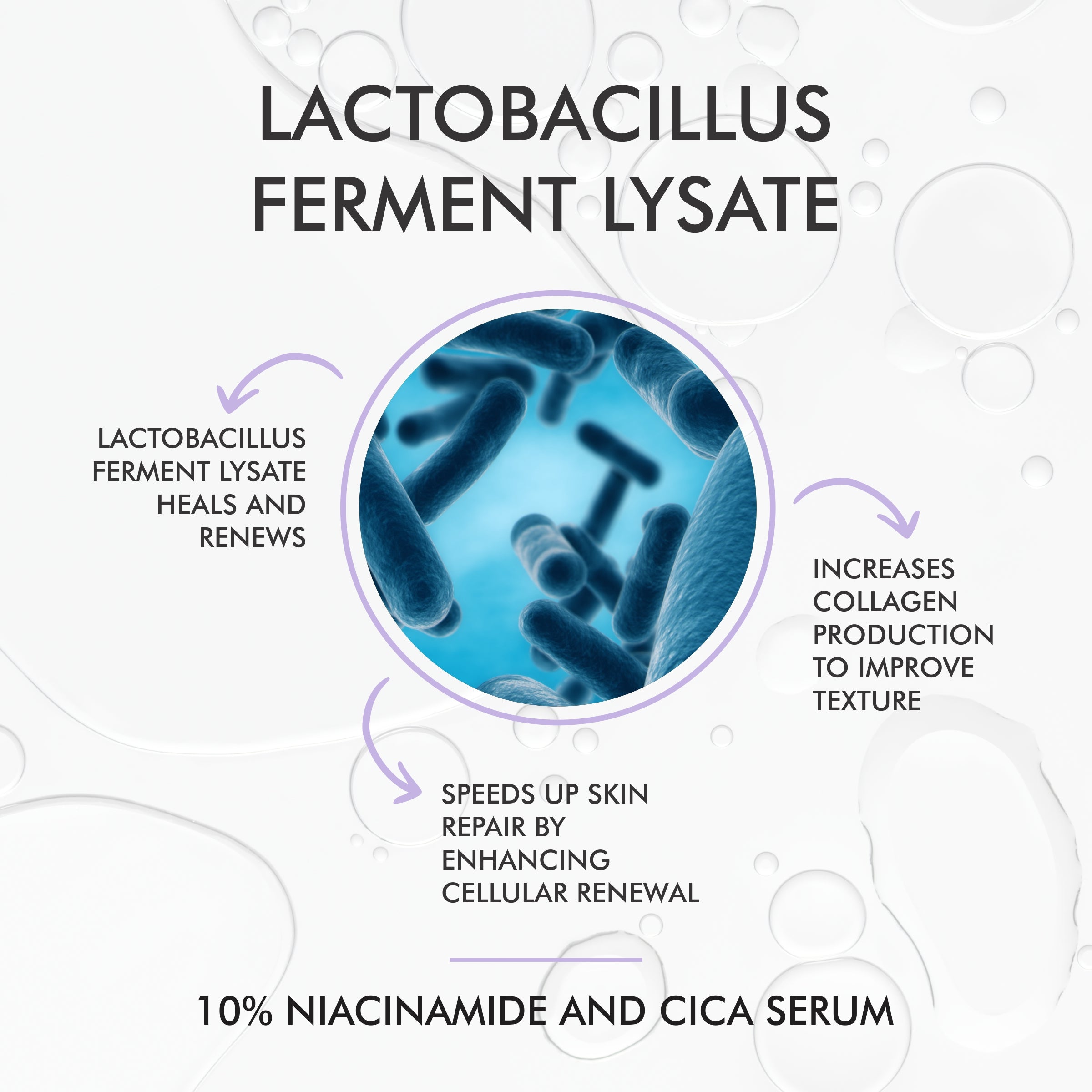 10% NIACINAMIDE & CICA SERUM with Probiotic Actives for Skin